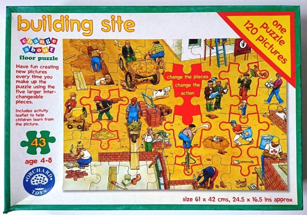Bouwsite / Bouwplaats puzzel 43 st, 5 verwisselbare stukken, Kinderen en Baby's, Ophalen of Verzenden, 10 tot 50 stukjes, Zo goed als nieuw