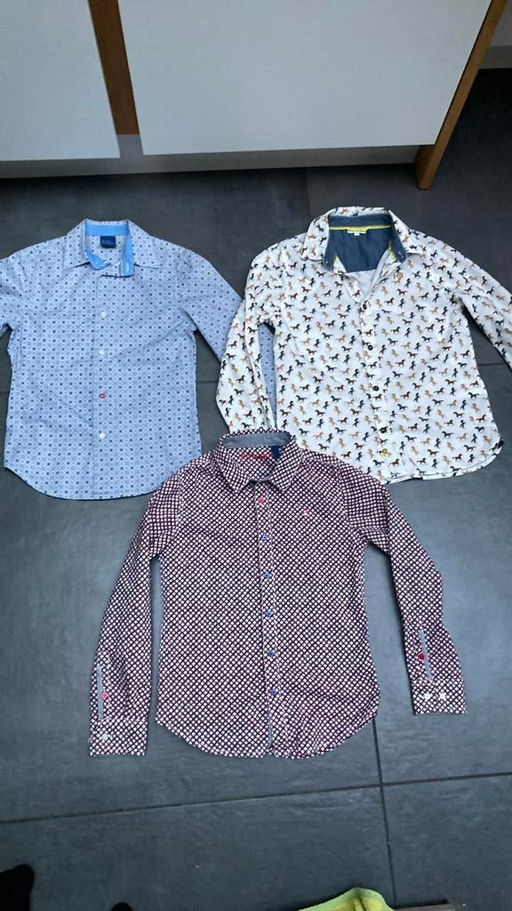 358: hemd mt 140 lange mouwen CKS, red limit en Hampton Bays, Kinderen en Baby's, Kinderkleding | Maat 140, Gebruikt, Jongen, Overhemd of Blouse