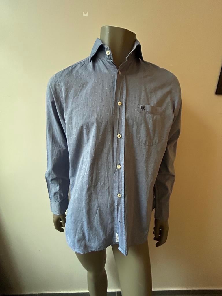 Bogner katoenen shirt met blauwe patronen 40 S, Ophalen of Verzenden, Zo goed als nieuw, Blauw