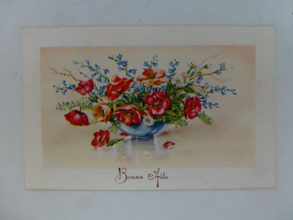 carte postale ancienne Bonne Fête fleurs décrites, Enlèvement ou Envoi, Affranchie, (Jour de) Fête