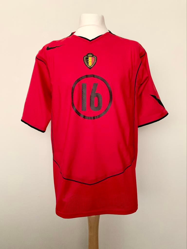 Belgium 2004-2005 home Pieroni match worn vs Greece shirt, Taille XL, Enlèvement ou Envoi, Comme neuf, Maillot