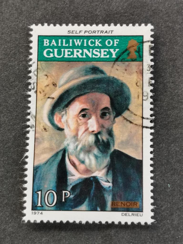 Guernesey / Îles Anglo-Normandes 1974 - Renoir autoportraite, Enlèvement ou Envoi, Affranchi