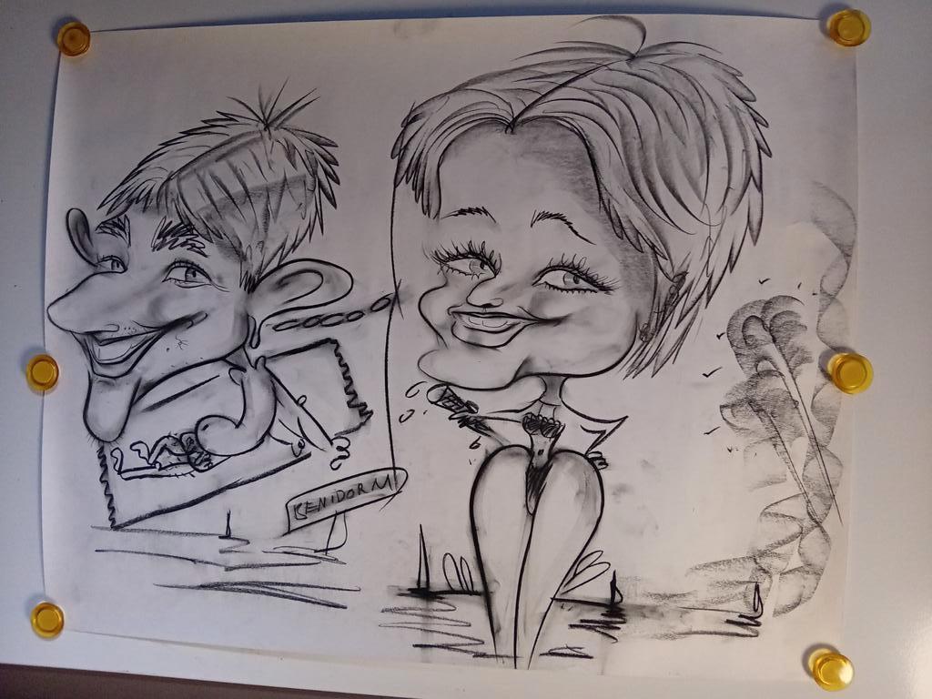 Karikatuurtekening Madge Benidorm, Ophalen of Verzenden
