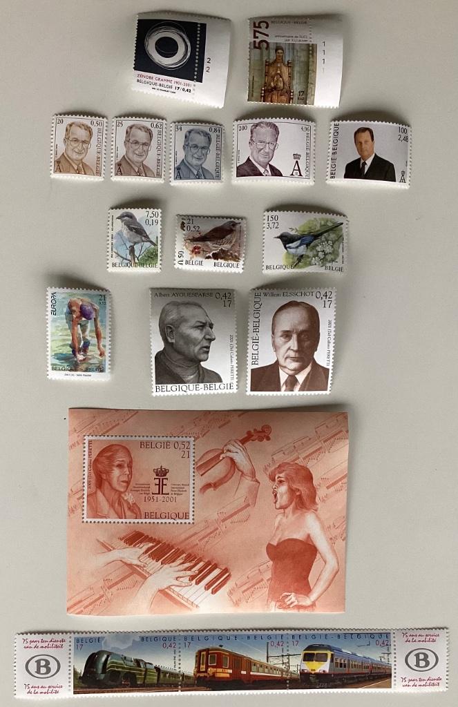 Lot de timbres neufs (Belgique 2001), Timbres & Monnaies, Enlèvement ou Envoi