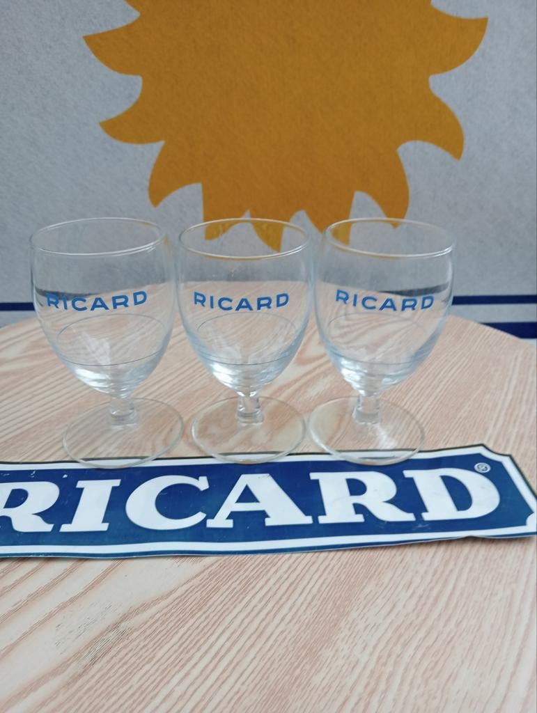 Ricard glazen retro vintage stijl fijne letters, Enlèvement ou Envoi, Comme neuf, Verre à eau