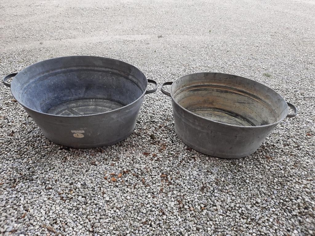 2 galvaniseerde kuipen ideaal voor tuinkruiden op uw terras, Tuin en Terras, Ophalen