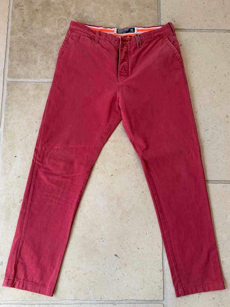 Pantalon homme rouge 'Superdry', coupe slim, Taille: XL, Enlèvement ou Envoi, Autres couleurs, W33 - W34 (confection 48/50), Porté