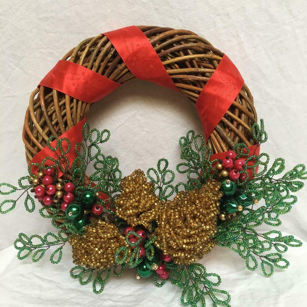 Kerstkrans met kralen. Eigen maak 20€, Ophalen of Verzenden, Nieuw