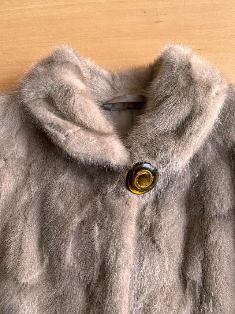 Vintage echte nertsbont mantel – grijs – zeer goede staat, Kleding | Dames, Ophalen, Zo goed als nieuw, Maat 42/44 (L), Grijs
