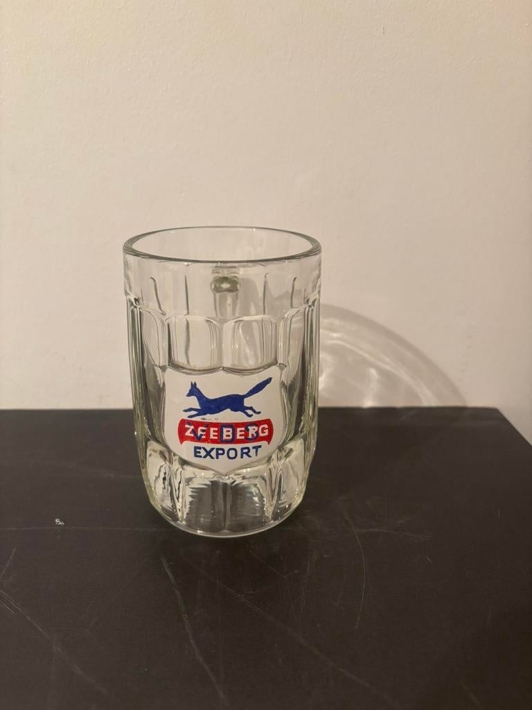 Oud emaille bierglas Zeeberg Export, Verzamelen, Ophalen of Verzenden, Zo goed als nieuw, Glas of Glazen, Overige merken