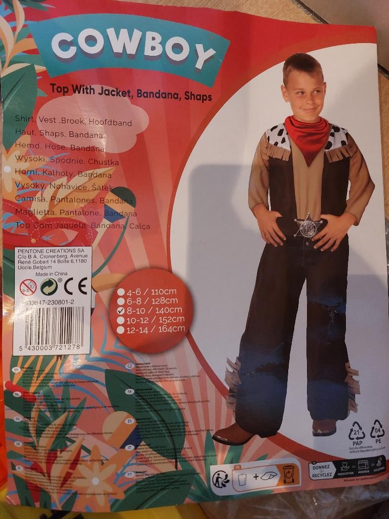 Cowboy verkleedkleren 8a10 jaar, Ophalen of Verzenden, Gebruikt, Jongen of Meisje