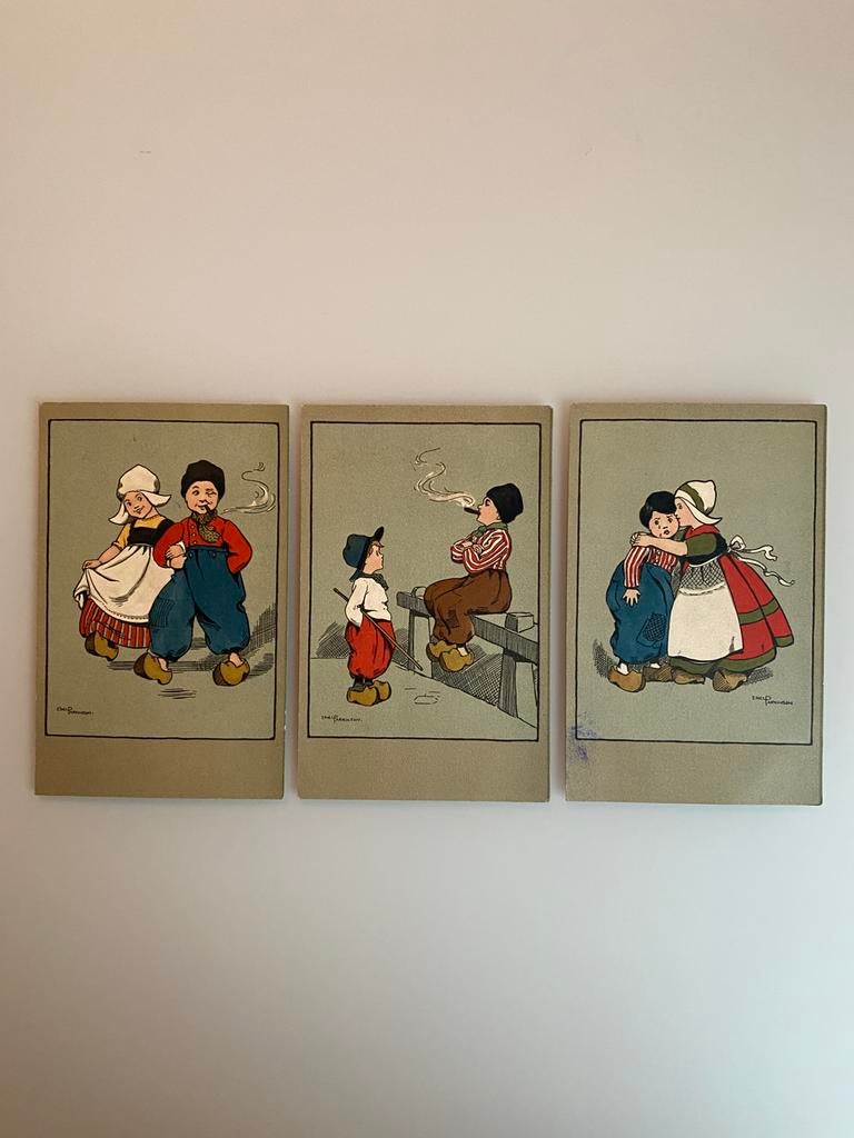 3 vintage postkaarten, Ophalen of Verzenden, Voor 1920, Gelopen, Klederdracht