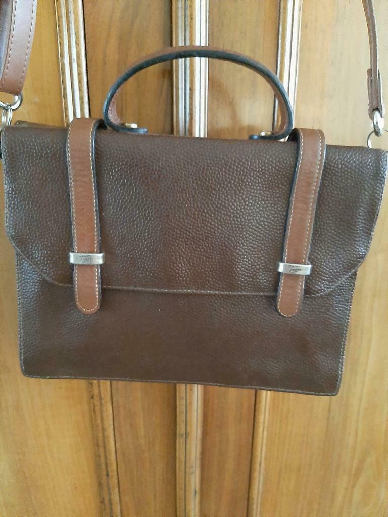 Stevige TEXIER tas/aktetas, bruin leer, nieuwstaat, Handtassen en Accessoires, Tassen | Damestassen, Ophalen of Verzenden, Zo goed als nieuw
