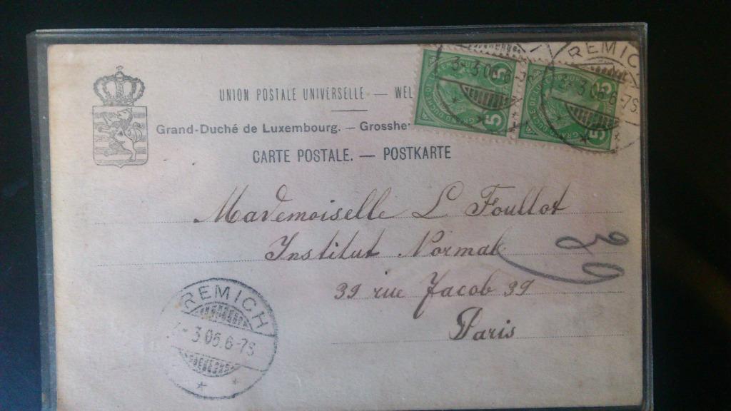 Carte postale 1906 Grand Duché de Luxembourg, Envoi, Carte postale