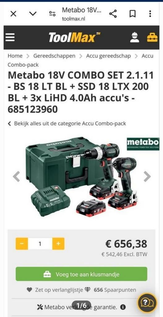 METABO COMBO SET 2.1.11, Doe-het-zelf en Bouw, Ophalen of Verzenden, Nieuw