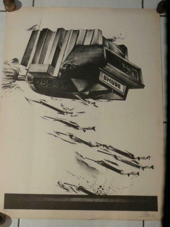 emiel hoorne:zeefdruk "shure d bomb 255-vp", Antiek en Kunst, Ophalen of Verzenden