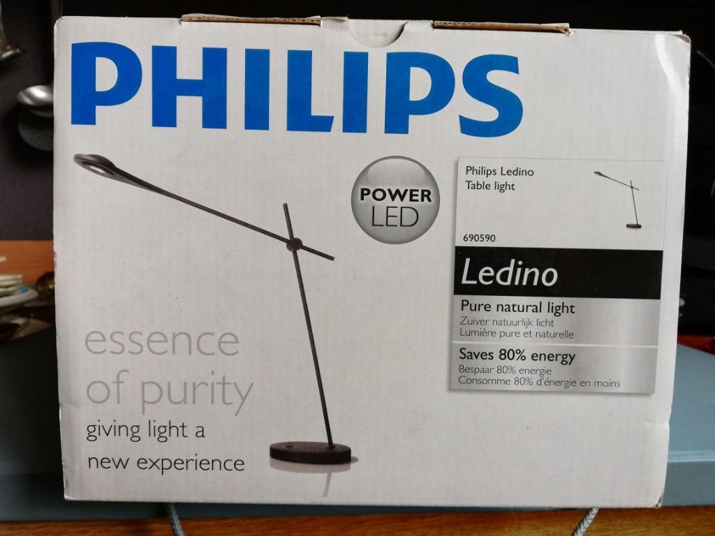 Philips --- Lampe Ledino Philips LED - NOIRE, Maison & Meubles, Lampes | Lampes de table, Comme neuf, 50 à 75 cm, Métal, Enlèvement ou Envoi