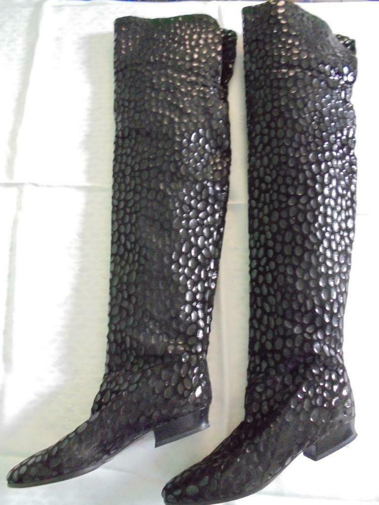 Dameslaarzen overknee GIAMPAOLO SALMASO zwart leder mt 37,5, Kleding | Dames, Ophalen, Hoge laarzen, Zwart, Nieuw