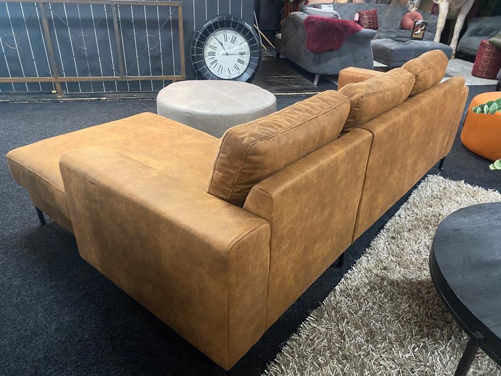 TOP AANBIEDING: 3 zits hoekbank met longchair in cognac, Enlèvement, Neuf, Tissus