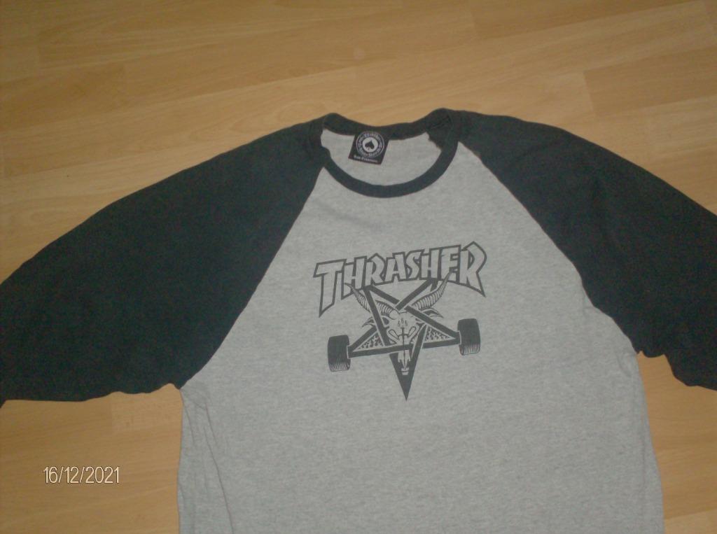 TRUI ZWART/GRIJS MERK THRASHER - MAAT M –SKATE MERK ¾ MOUW, THRASHER, Maat 48/50 (M), Zwart, Ophalen of Verzenden