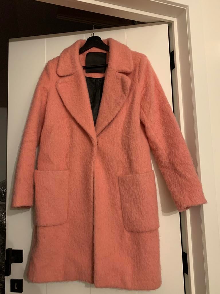 Roze wollen jas maat 36, Kleding | Dames, Ophalen of Verzenden, Zo goed als nieuw, Maat 36 (S), Roze