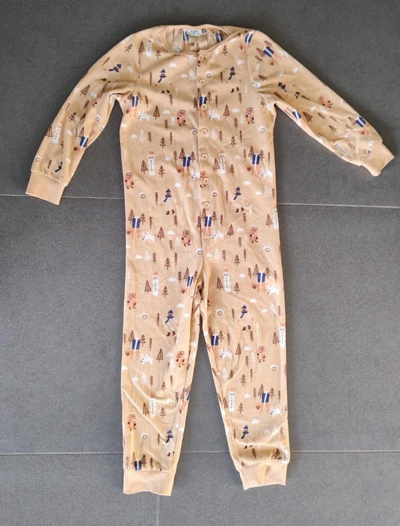 Mooie dunne beige fleece onesie, maat 128, Kinderen en Baby's, Nacht- of Onderkleding, Jongen of Meisje, Ophalen of Verzenden