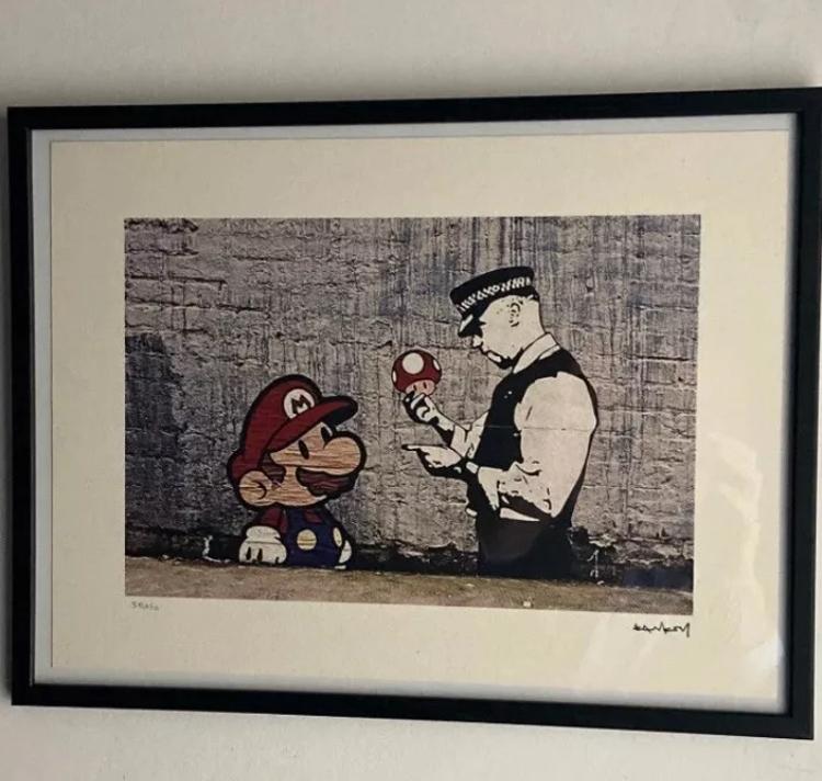 BANKSY: lithografie met de hand ingelijst en genummerd, Ophalen of Verzenden
