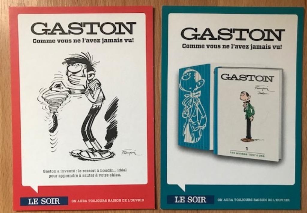 2 CARTES POSTALES DE GASTON LA GAFFE LE SOIR DUPUIS, Enlèvement ou Envoi, Gaston ou Spirou, Neuf, Image, Affiche ou Autocollant