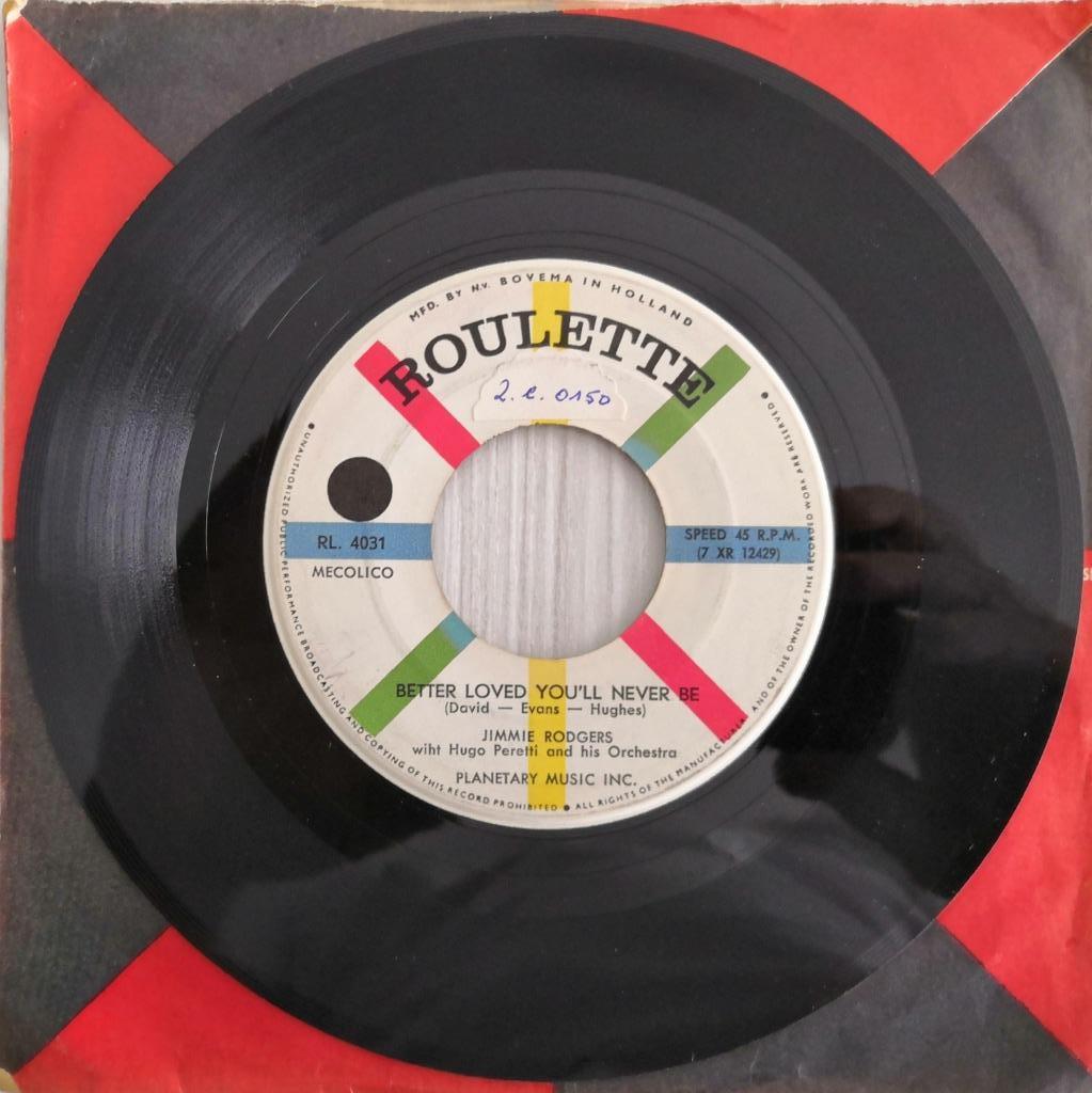 JIMMIE RODGERS -Better loved you'll never be (45t), CD & DVD, Vinyles Singles, Comme neuf, Country et Western, Enlèvement ou Envoi