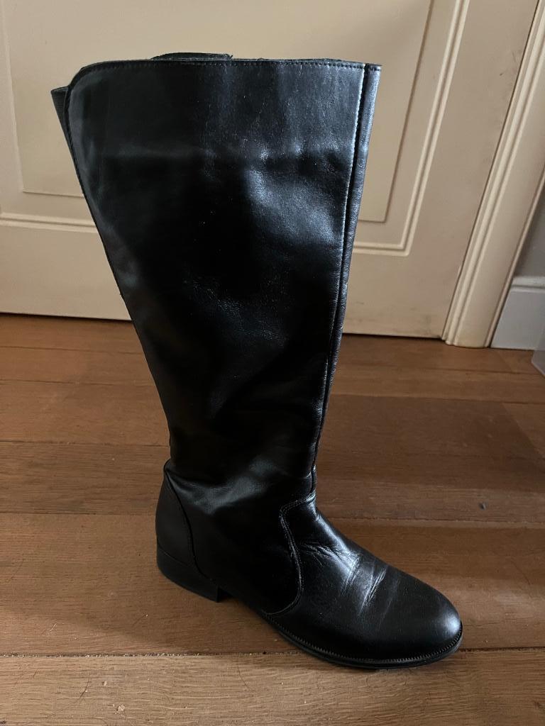 Zwarte lederen laarzen maat 40, Kleding | Dames, Ophalen, Zwart, Hoge laarzen