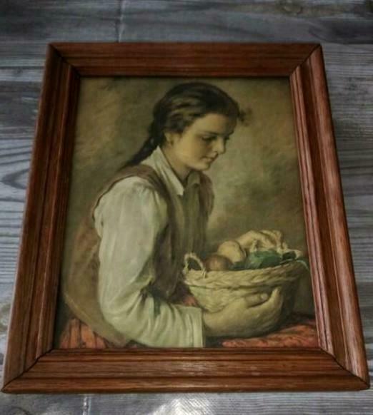 kleine zeer oude print van schilderij, Ophalen