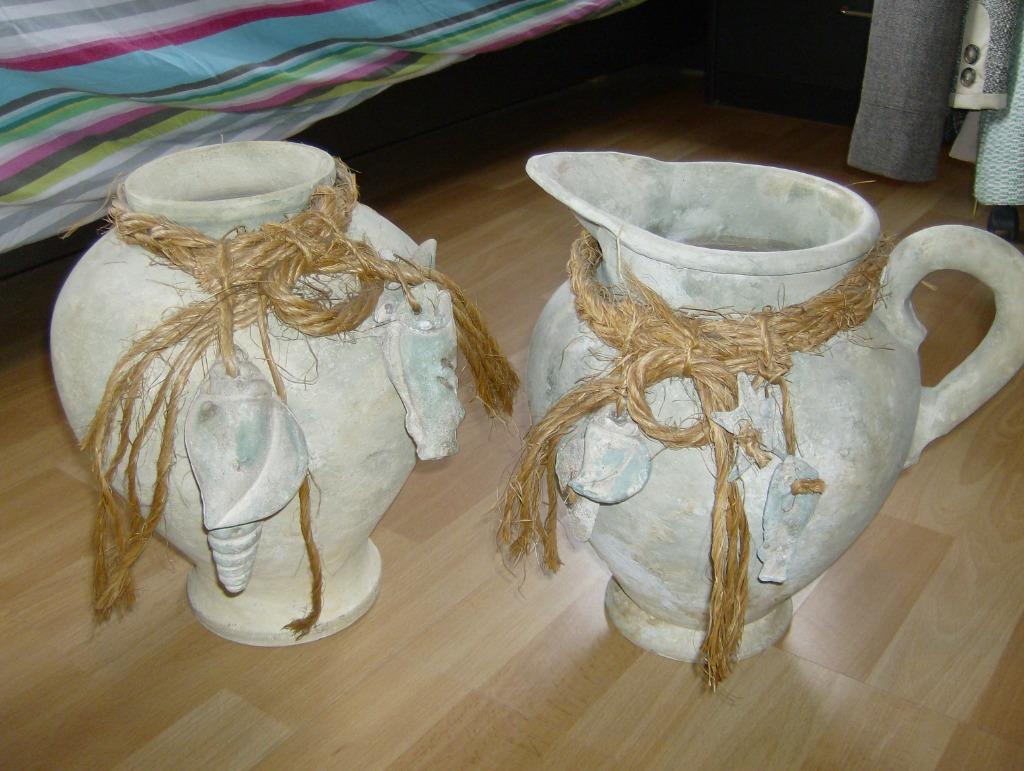 2 stenen vazen decoratie 30 cm hoog - duur in aankoop, Enlèvement, Utilisé