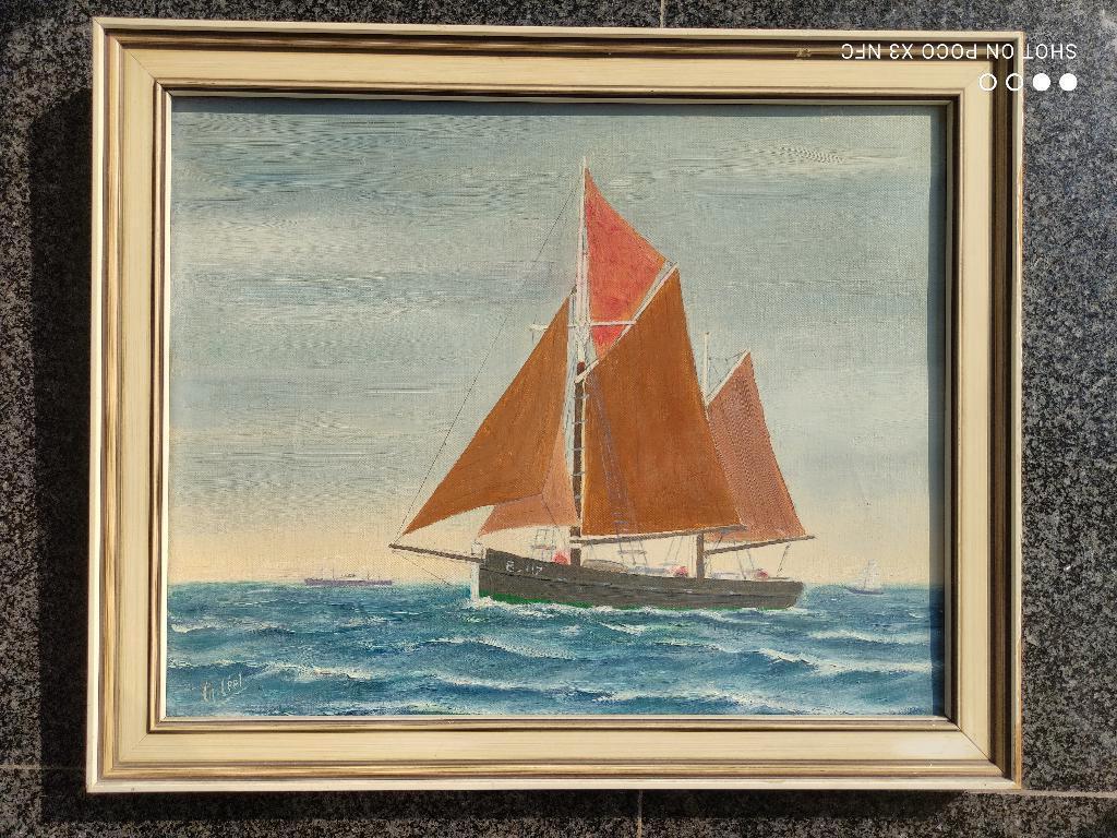 schilderij Ancien Dundeee de Brixham, Antiek en Kunst, Kunst | Schilderijen | Modern, Ophalen of Verzenden