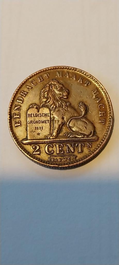 2 cent 1919 vlaams onvolledige M, Postzegels en Munten, Munten | België, Ophalen of Verzenden, Brons, Losse munt