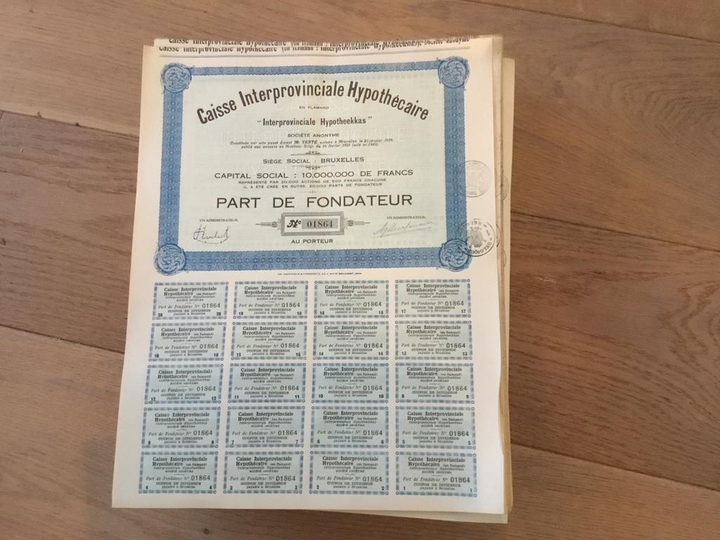 Part de fondateur de 1929, Enlèvement ou Envoi, 1920 à 1950, Action