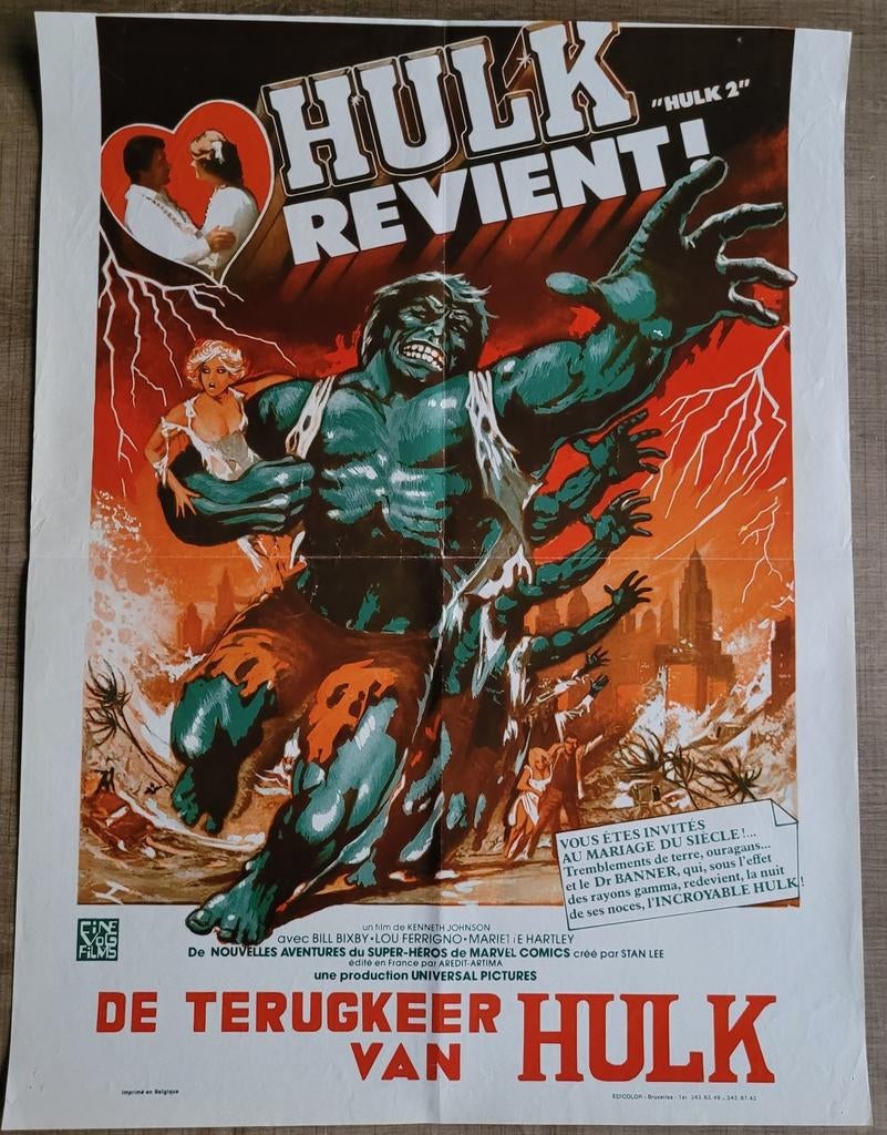 Oude filmposter: De terugkeer van Hulk, Verzamelen, Ophalen of Verzenden, Gebruikt, Film, Poster