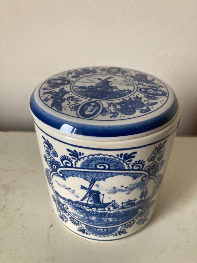 Handgeschilderde vintage stroopwafelpot delfts blauw, Ophalen