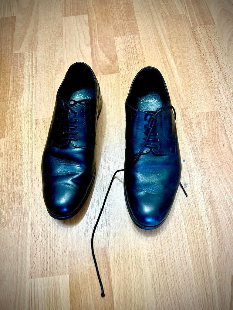 Clarks zwart leer 41.5, Ophalen, Gedragen, Zwart, Veterschoenen