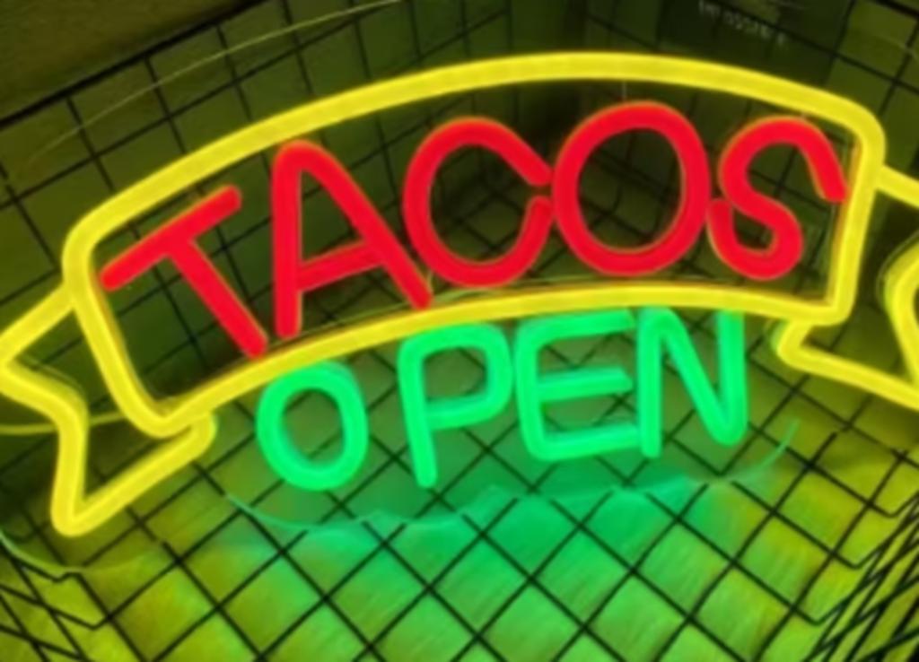 LED lamp neon stijl Tacos Open (40x21cm), Ophalen of Verzenden, Nieuw, Lichtbak of (neon) lamp