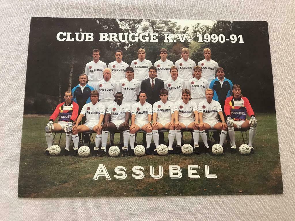 Foto + handtekeningen spelers van Club Brugge 1990-91, Sport en Fitness, Voetbal, Ophalen of Verzenden