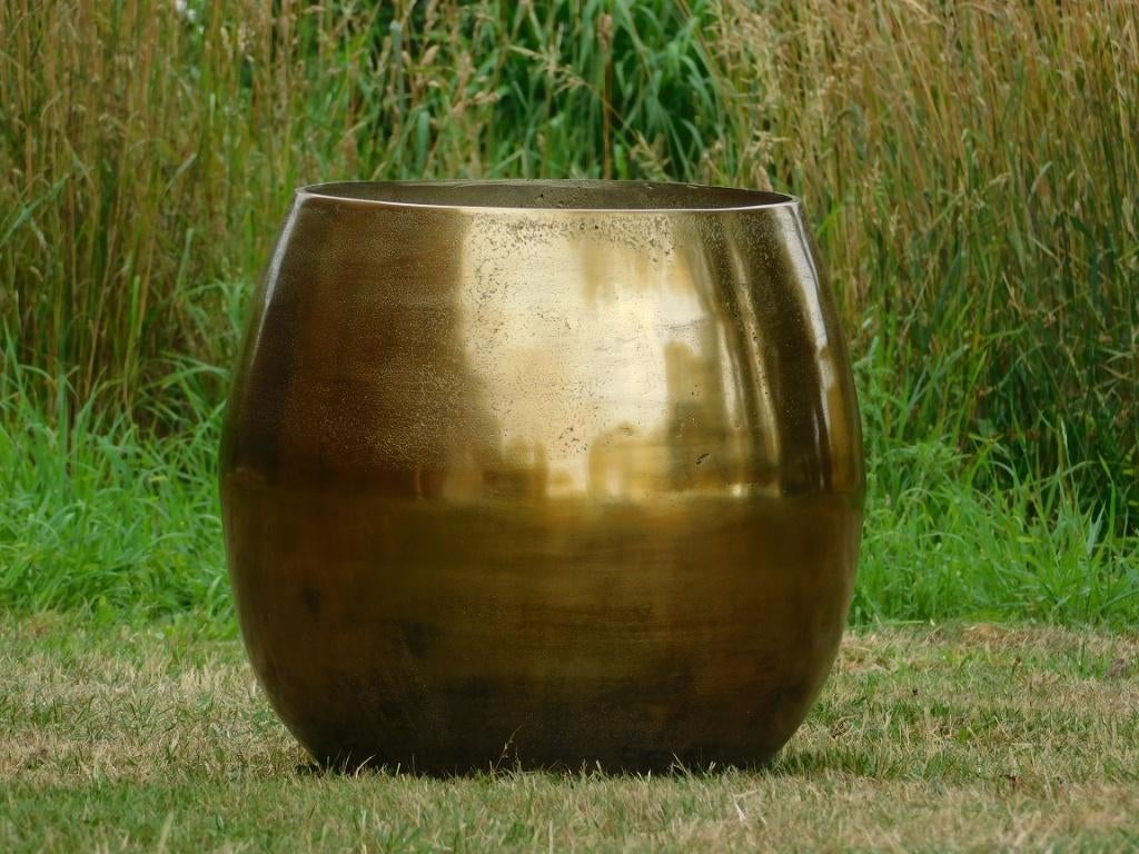 Grote bloempot - vaas - goudkleur - alu, Ophalen of Verzenden, Overige kleuren, Overige materialen, Minder dan 50 cm