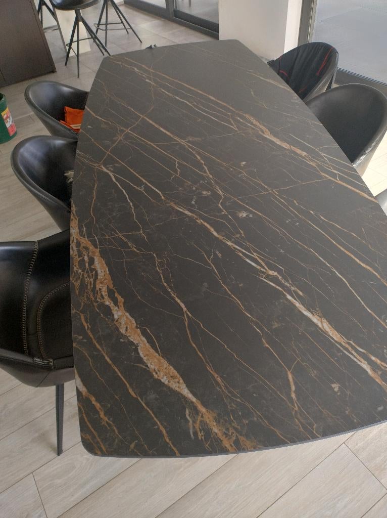 eetkamer tafel met 6 stoelen, Enlèvement, Comme neuf, 4 à 6 chaises