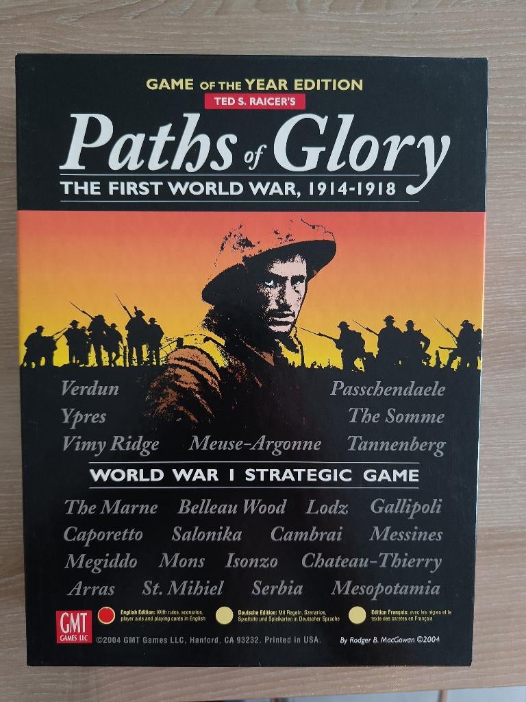 Bordspel "Paths of Glory" (GMT Games), Een of twee spelers, Ophalen of Verzenden, Zo goed als nieuw