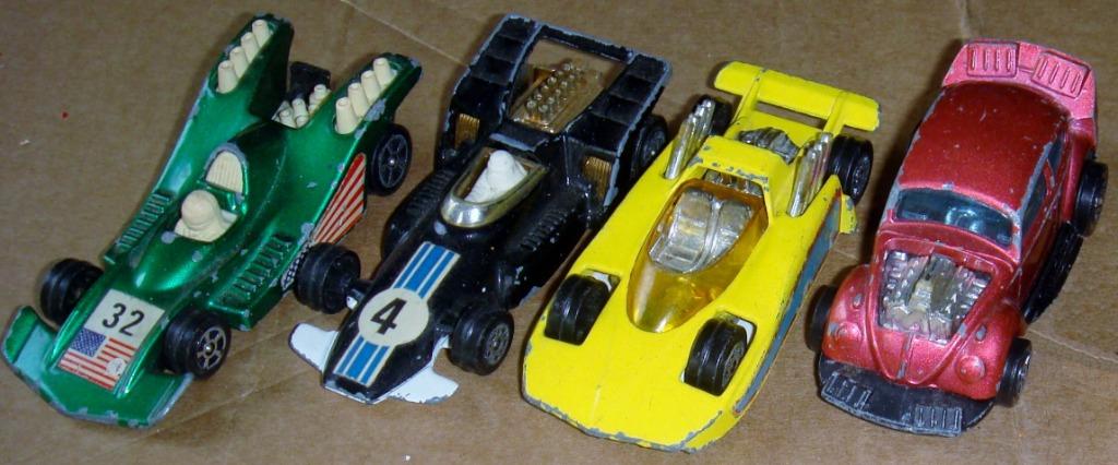 4 voitures de course Corgi, de 1971 à 1976, au 1/60, Ophalen of Verzenden, Gebruikt