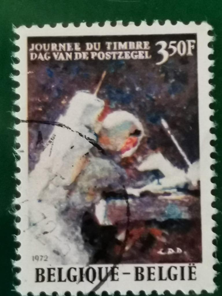 Belgie 1972 - ruimtevaart - Astronaut Scott - maanlanding, Postzegels en Munten, Ophalen of Verzenden, Gestempeld, Ruimtevaart