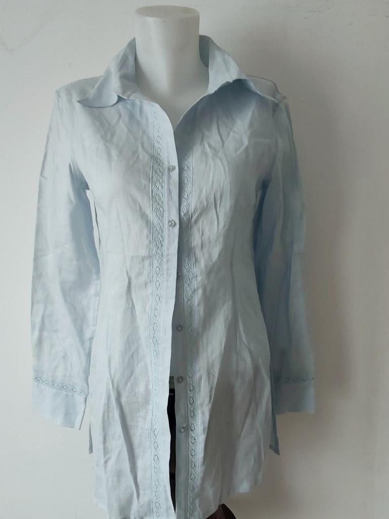 Chemise longue 100% lin Taille 42, Enlèvement ou Envoi, Comme neuf, Bleu
