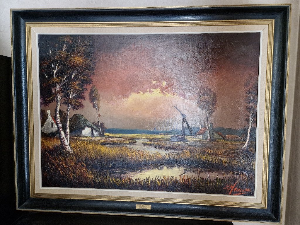 schilderij van edgard heirman, Ophalen, Gesigneerd, Landschap