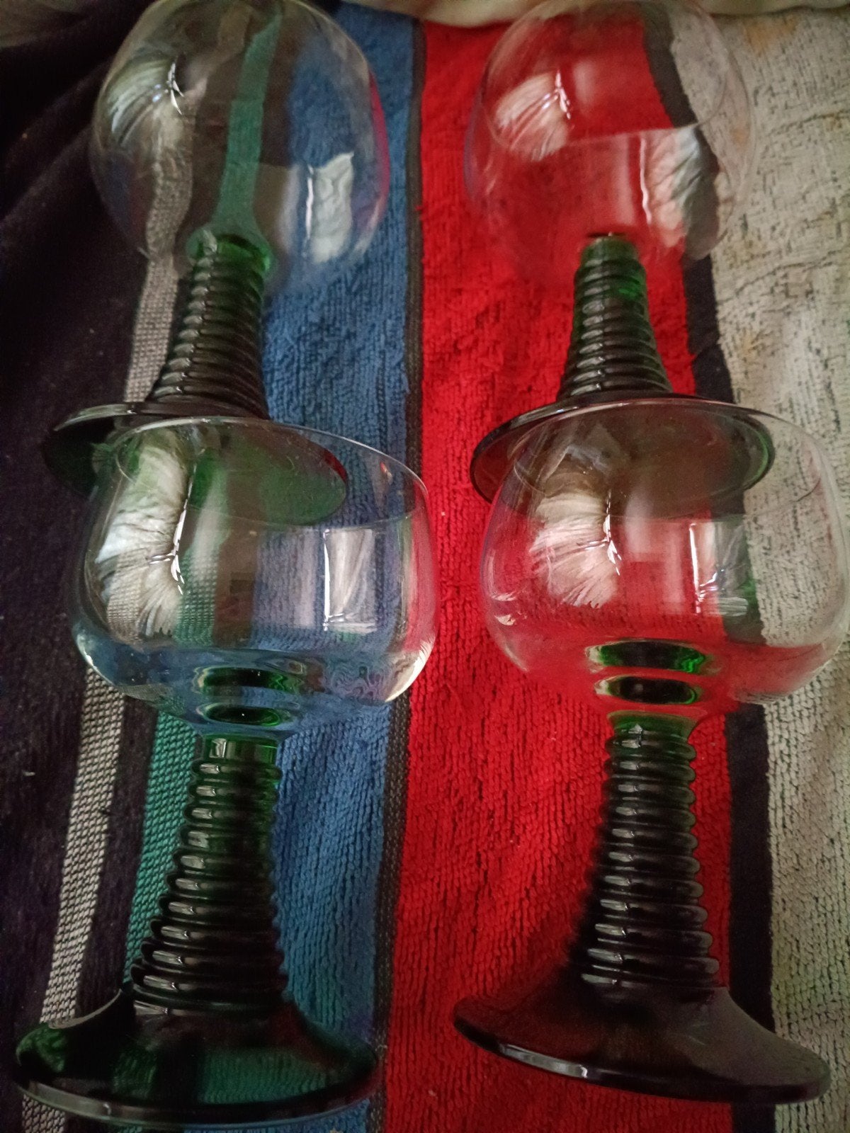 vintage groene geribbelde Roemer wijnglazen, Ophalen, Nieuw, Overige typen