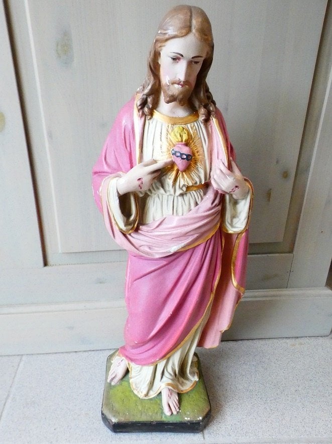 roze Jezus beeld in plaaster., Ophalen
