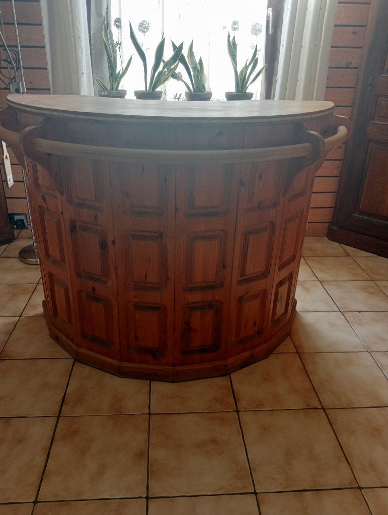 Bar pin massif plus tabouret, 90 cm ou plus, 2 tabourets, Enlèvement, Utilisé